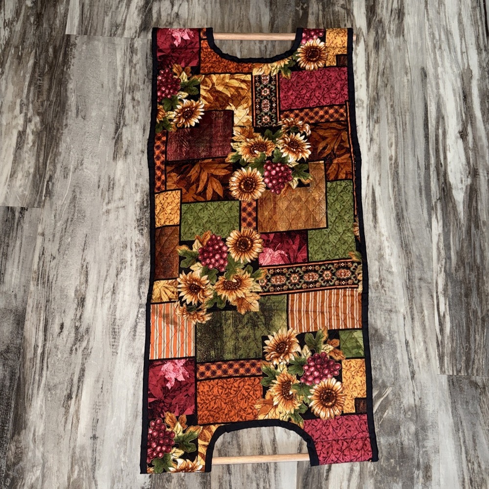 Handmade Quilted Casserole Dish Carrier Handles  Utensil Pocket Floral Orange